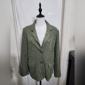 Appleseed's New With Tag Green Herringbone Blazer Size 16